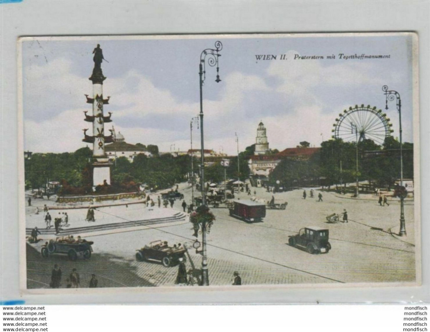 Wien - Praterstern Mit Tegetthoffmonument 1928 - Oldtimer - Auto Bus - Prater