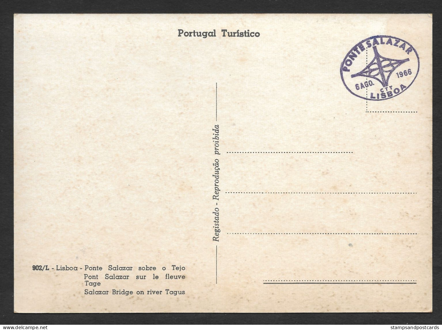 Portugal Inauguration Pont Sur Le Tague Lisbonne Lisboa 1966 Ponte Salazar Carte Maximum Lisbon Tagus Bridge Maxicard - Maximum Cards & Covers