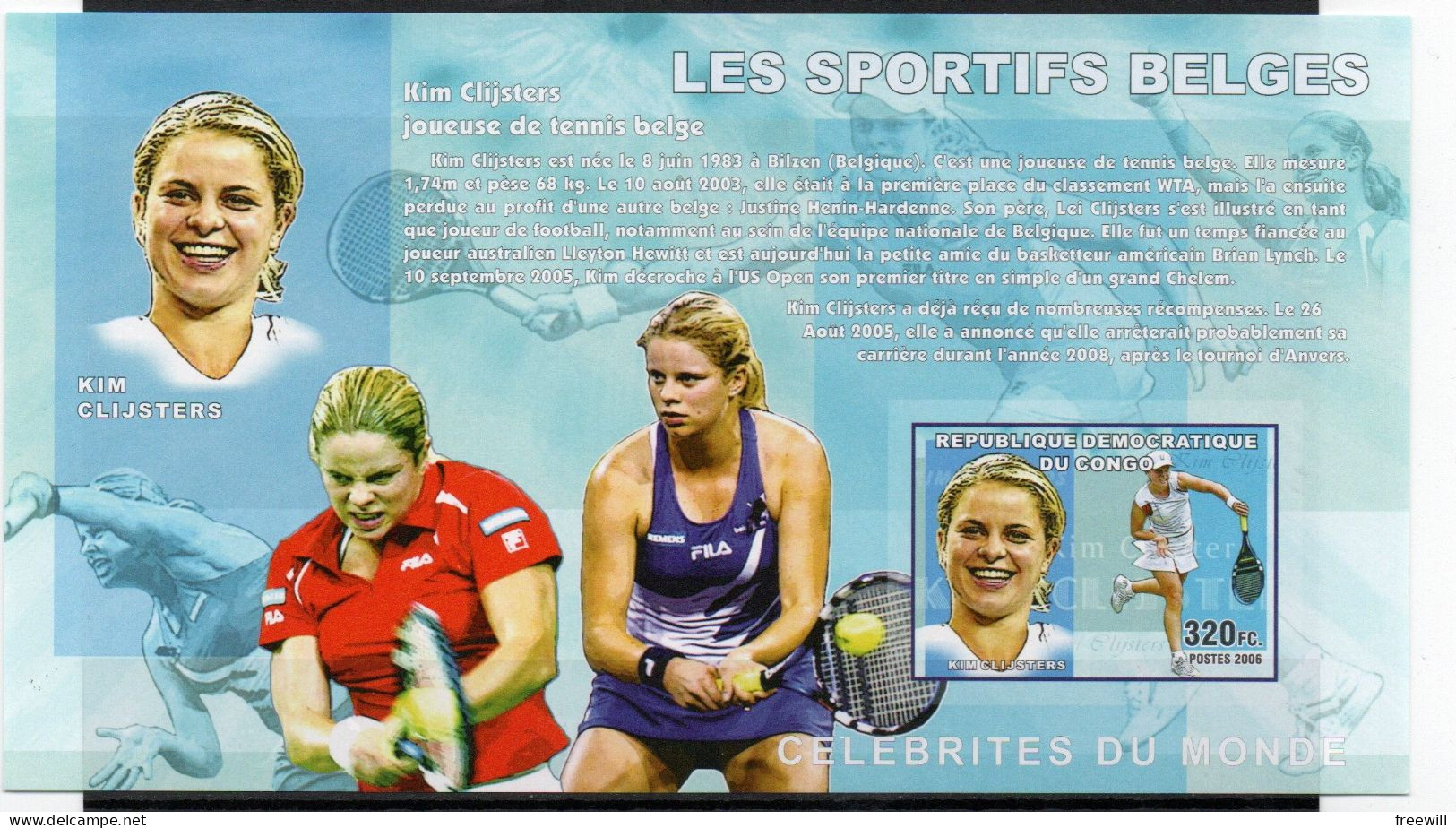 Congo-Kinshasa Kim Clijsters 2006 XXX - Mint/hinged