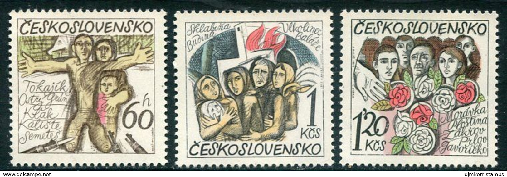 CZECHOSLOVAKIA 1975 Destruction Of Villages MNH / **. Michel 2245-47 - Unused Stamps