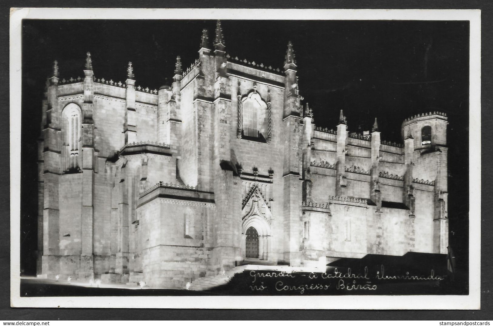 Portugal Guarda Catedral Iluminada Por Ocasião Do Congresso Beirão Postal Circulado 1971 Carte Postale Postcard - Guarda