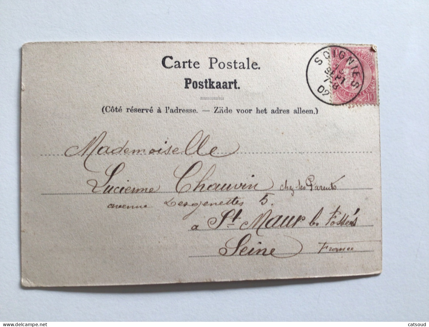 Carte Postale Ancienne (1902) Soignies La Rue De La Station Et Le Couvent Des Franciscaines - Soignies