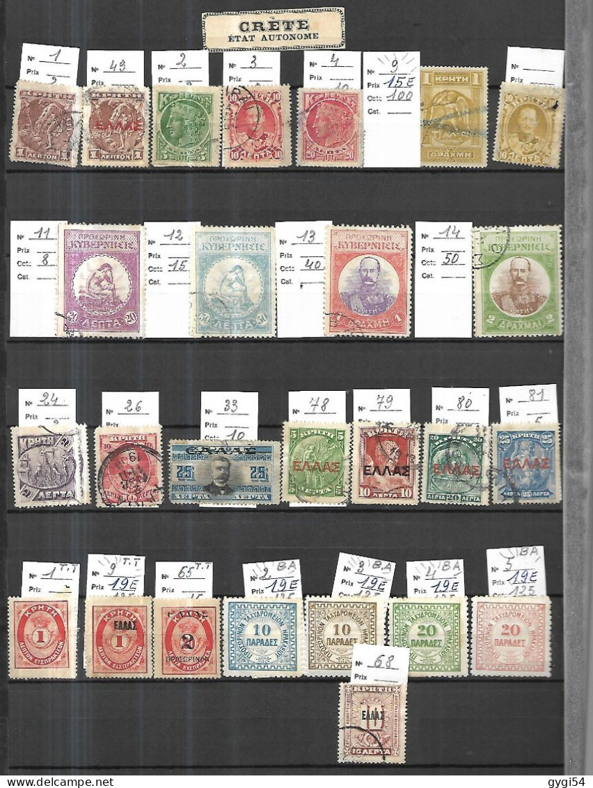 CRETE ETAT AUTONOME 1855 - 1939 LOT Oblitéré COTE  130  E - Used Stamps