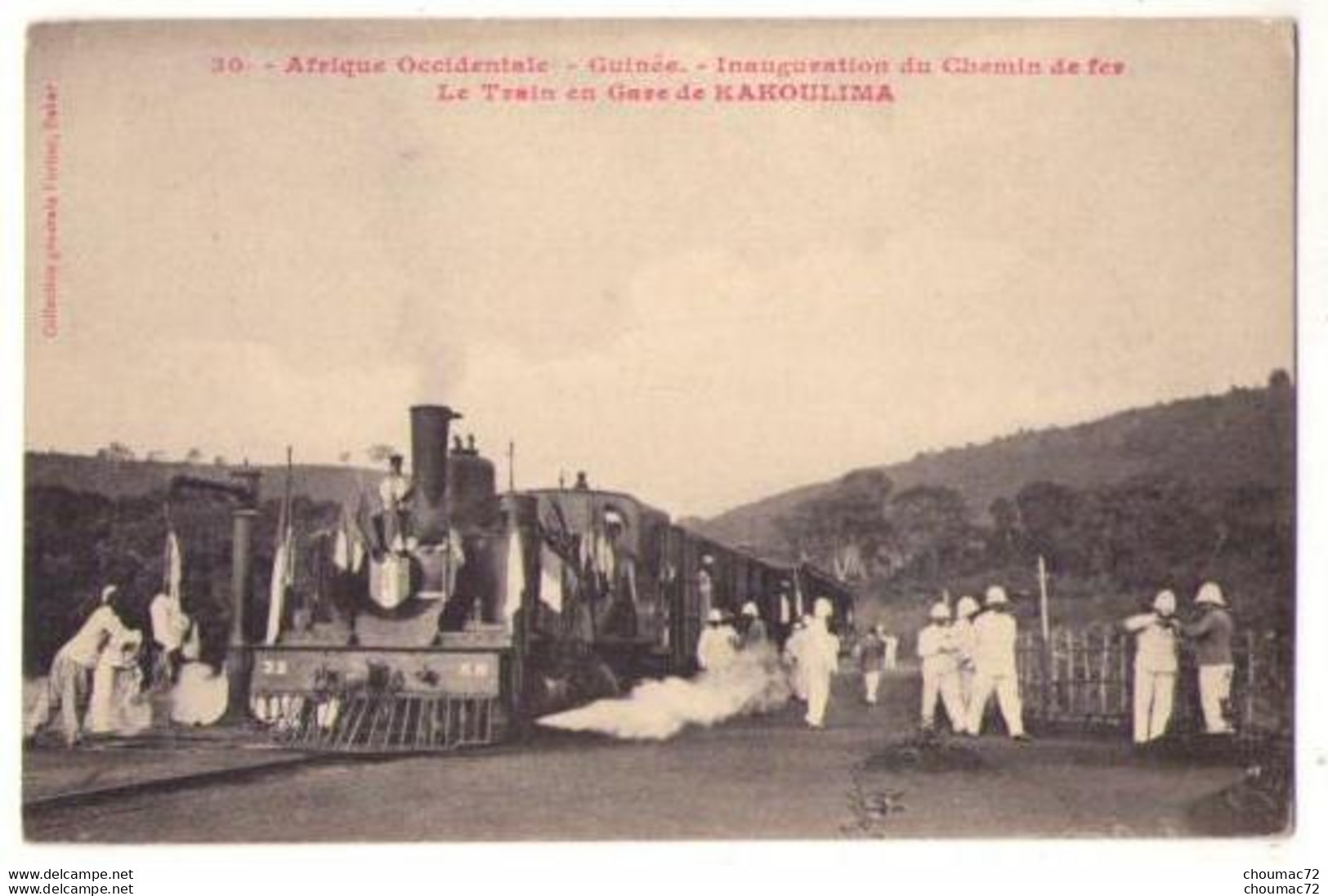 895, Guinée, Inauguration Du Chemin De Fer, Fortier 30, Le Train En Gare De Karoulima - Guinée Française