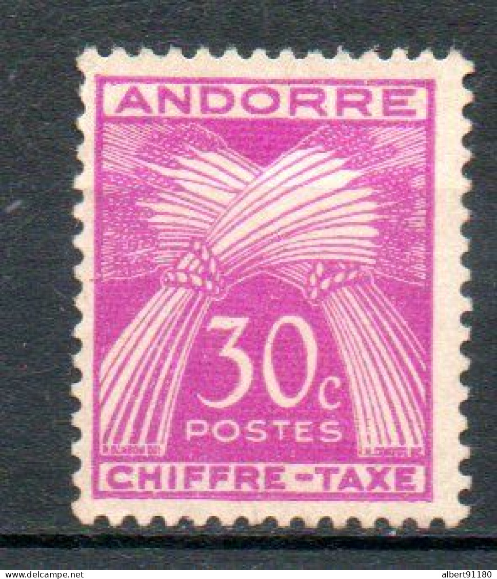 ANDORRE Taxe 30c Lilas Rose  1943-46 N°22 - Neufs