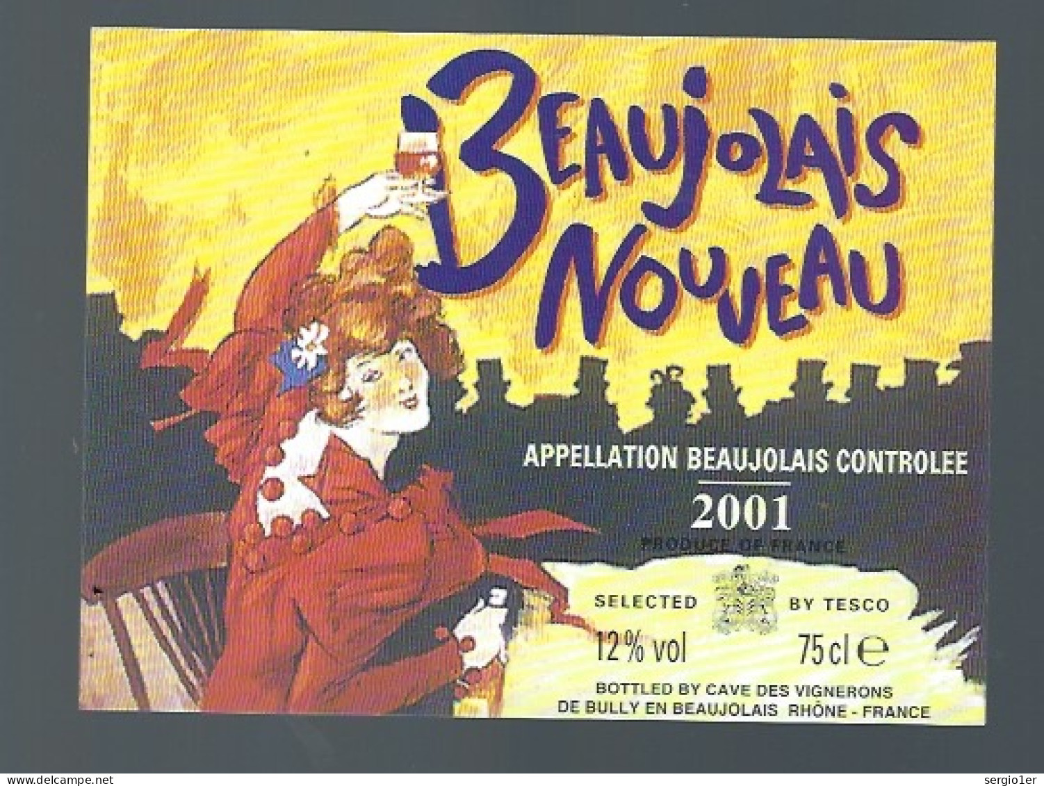 Etiquette Vin Beaujolais Nouveau  2001  Cave De Bully En Beaujolais Rhône 69   " Femme" - Beaujolais