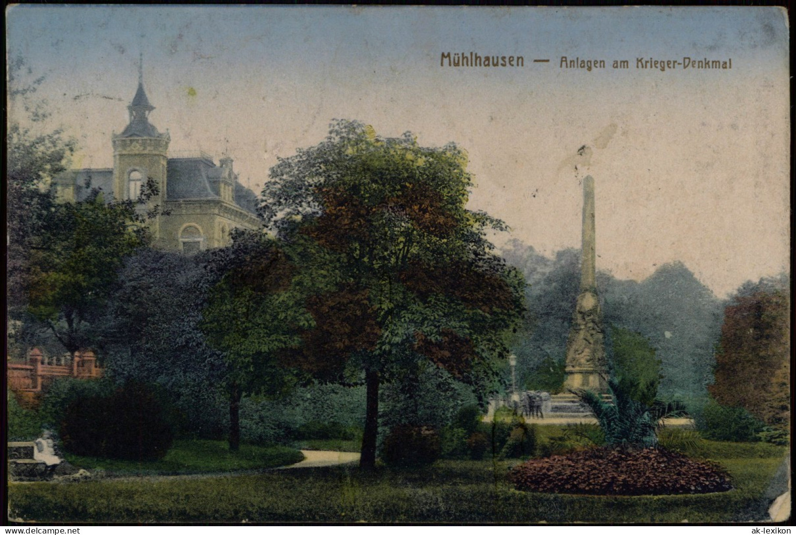 Ansichtskarte Mühlhausen (Thüringen) Anlagen Am Krieger-Denkmal 1918 - Muehlhausen