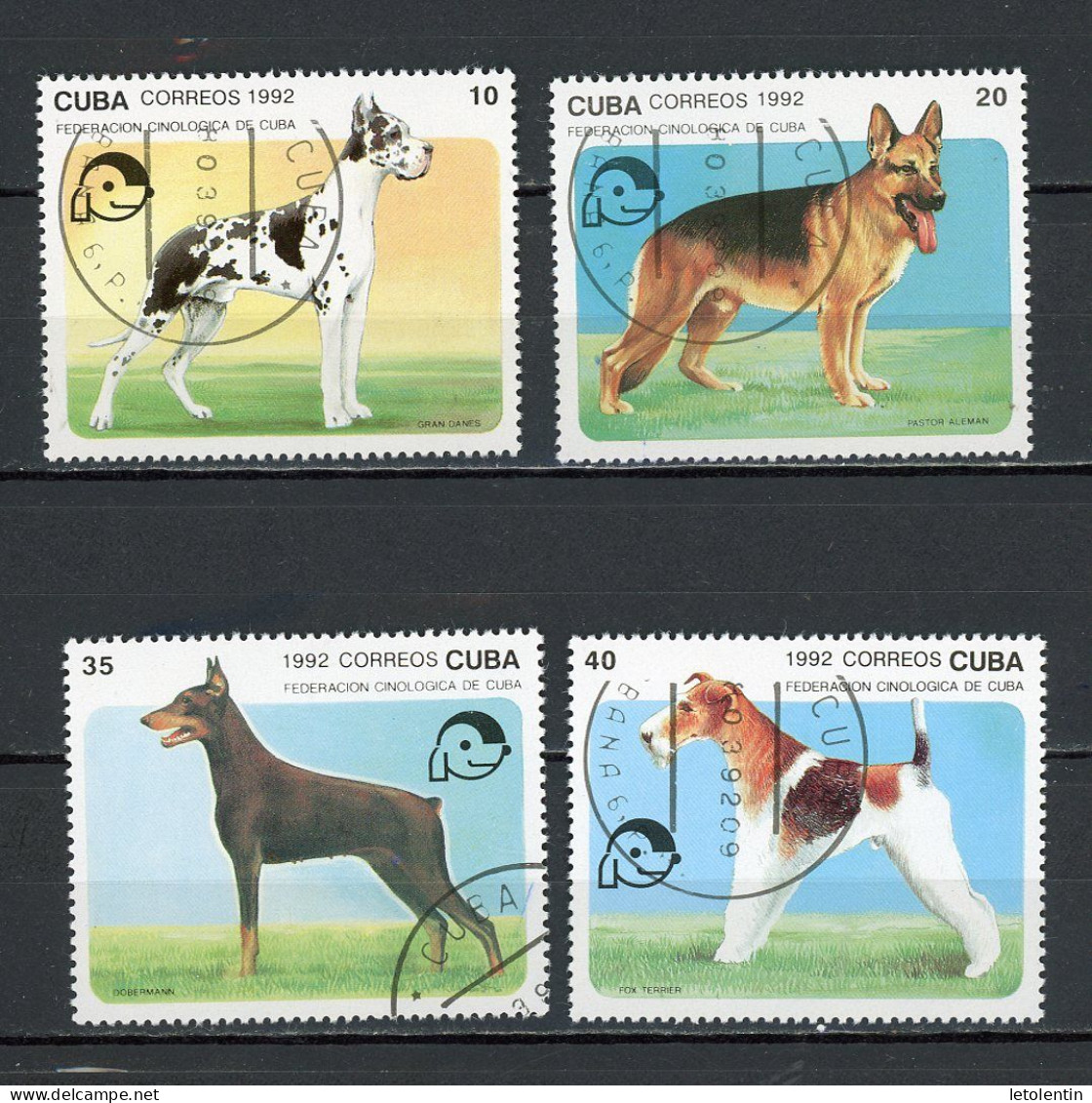 CUBA -  CHIENS  N°Yt 3191+3192+3194+3195 Obli. - Used Stamps