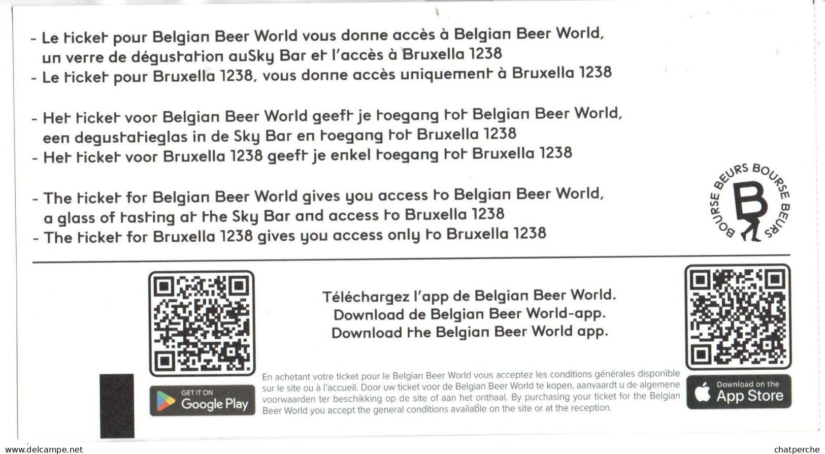 BILLET TICKET 门票 门票 MUSEE DE LA BIERE A BRUXELLES BELGIQUE - Biglietti D'ingresso