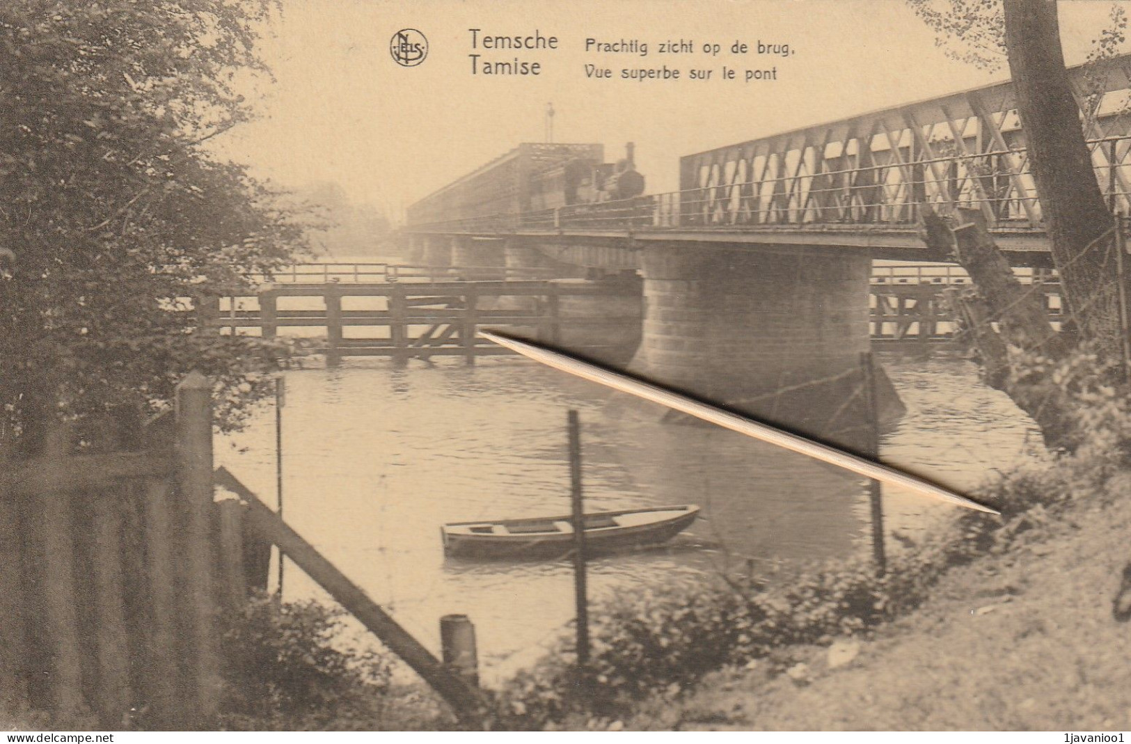 Temse, Temsche, Tamise, Prachtig Zicht Op De Brug, Stoomtrein, Train à Vapeur, 2 Scans - Temse