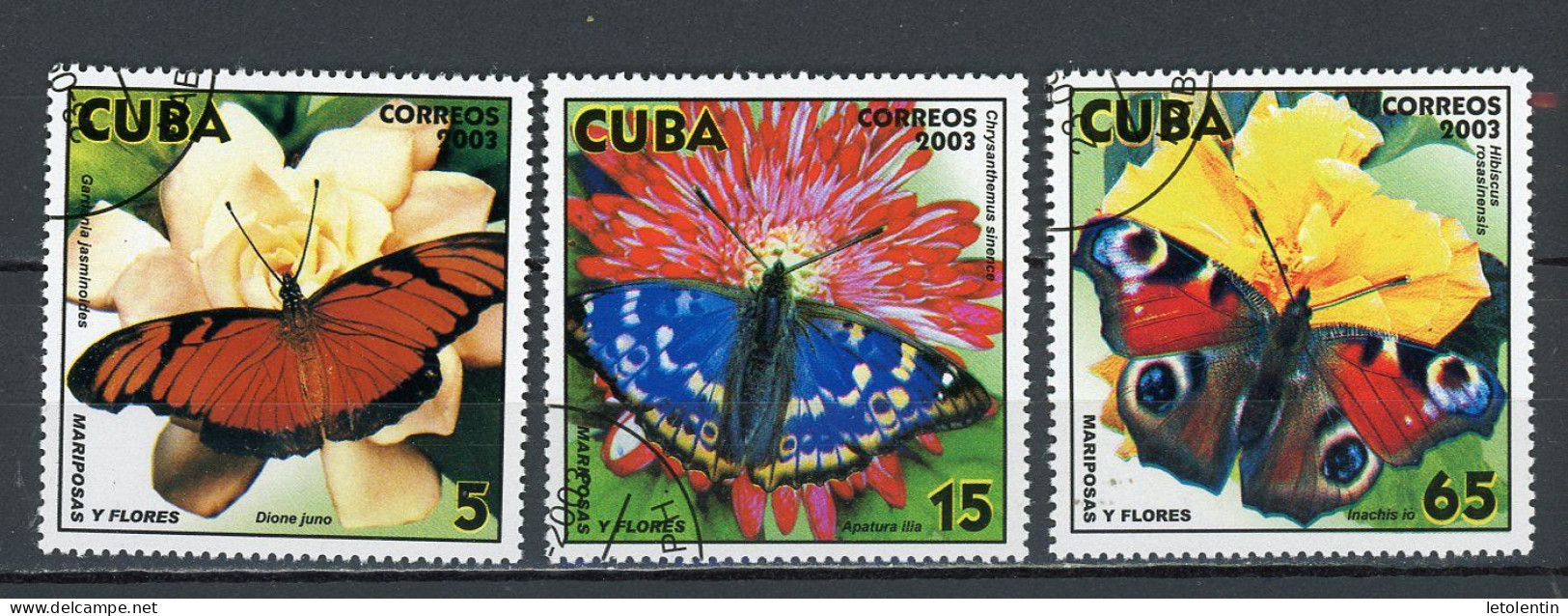 CUBA -  PAPILLONS  N°Yt 4107+4108+4109 Obli. - Oblitérés