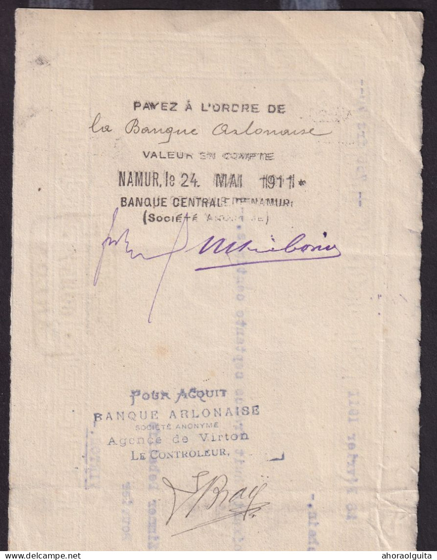 DDFF 701 -- Mandat Avec Sceaux Fiscaux WELKENRAEDT 1911 Vers VIRTON - Entete La Céramique Nationale S.A. - Documents