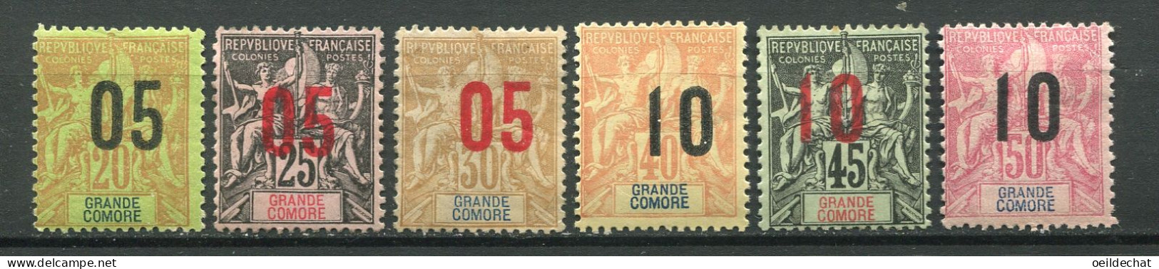 26322 Grande Comore N°23/8(*)/* Type Groupe Surchargés  1912  B/TB - Neufs