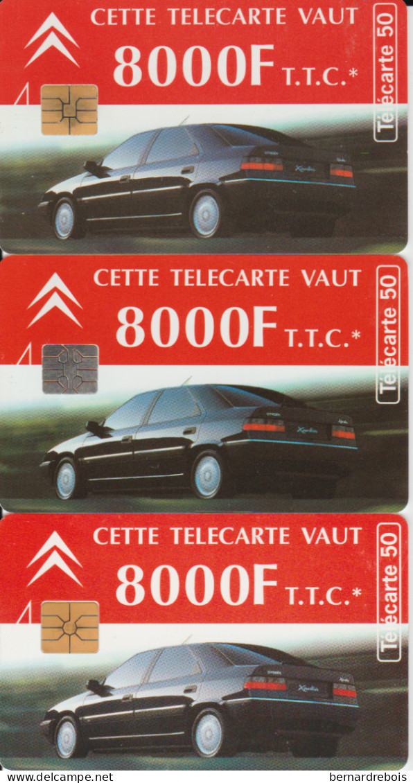 A06 - 3 Télécartes CITROEN XANTIA Puces Différentes Pour 1 Euros - Autos
