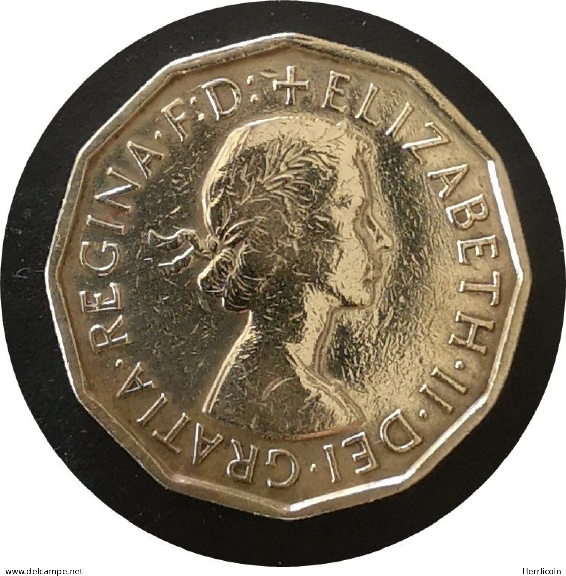 Monnaie Royaume Uni - 1957 - Elizabeth II 1re Effigie, Sans BRITT:OMN - F. 3 Pence