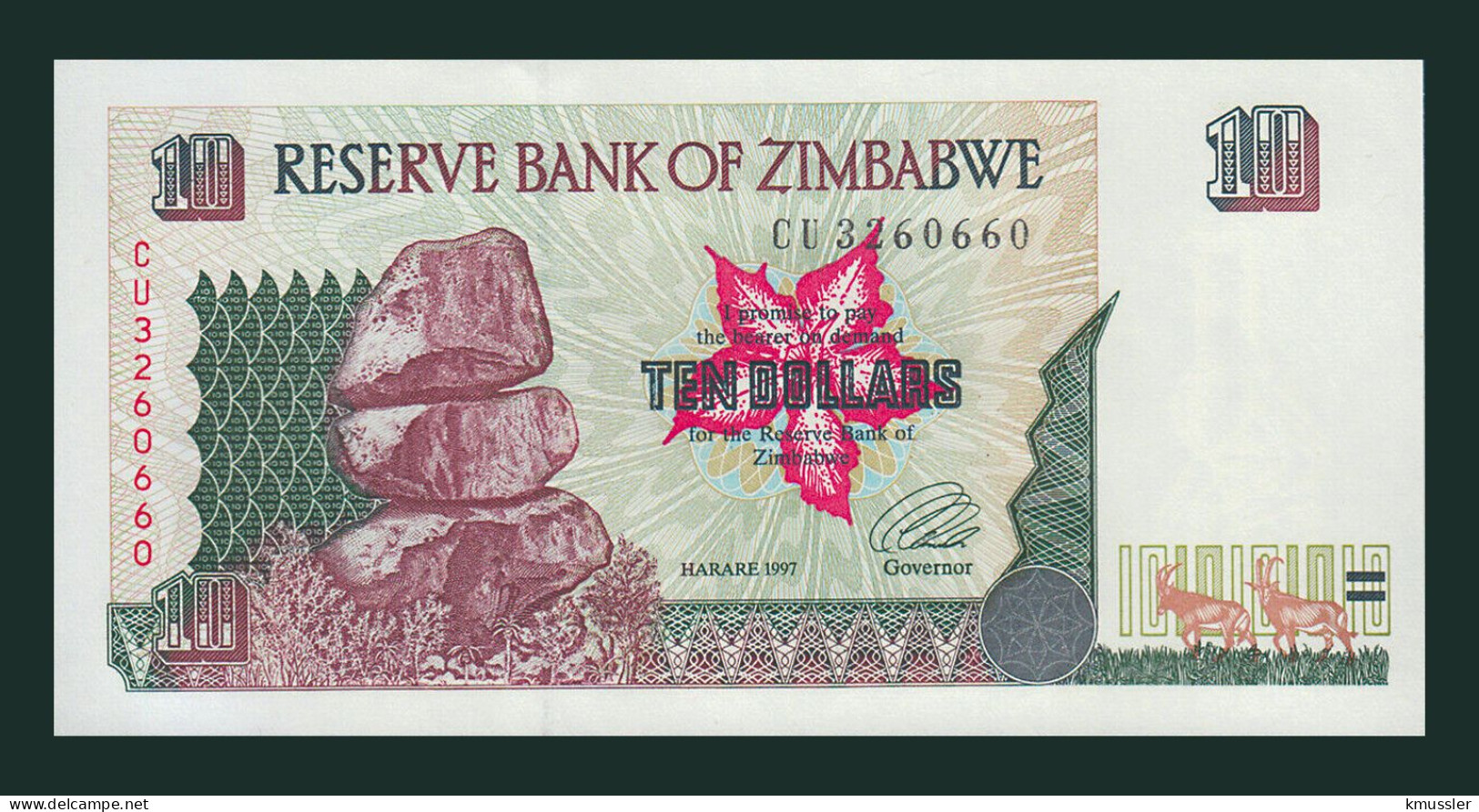 # # # Banknote Simbabwe (Zimbabwe) 10 Dollars 1997 (P-6) UNC # # # - Simbabwe