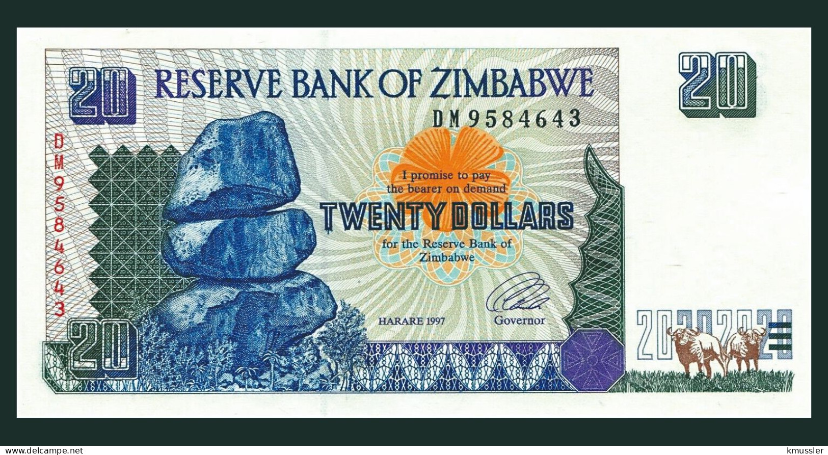 # # # Banknote Simbabwe (Zimbabwe) 20 Dollars 1997 (P-7) UNC # # # - Zimbabwe