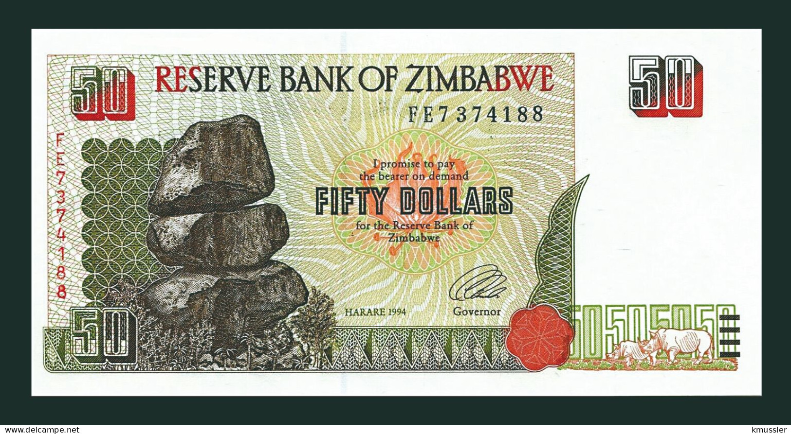 # # # Banknote Simbabwe (Zimbabwe) 50 Dollars 1994 (P-8) UNC # # # - Zimbabwe