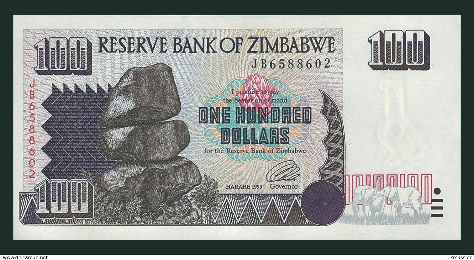 # # # Banknote Simbabwe (Zimbabwe) 100 Dollars 1995 (P-9) UNC # # # - Zimbabwe