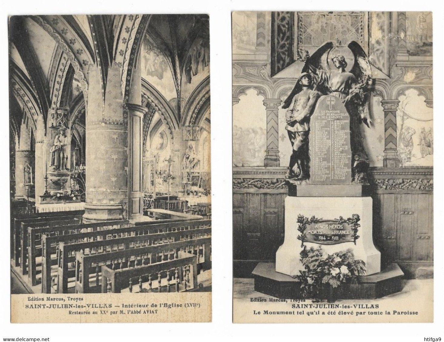 1924 SAINT JULIEN LES VILLAS 2 CPA église ET Monument AUBE Près Troyes Vendeuvre Arcis Romilly Nogent Bar Sur Seine ... - Mussy-sur-Seine
