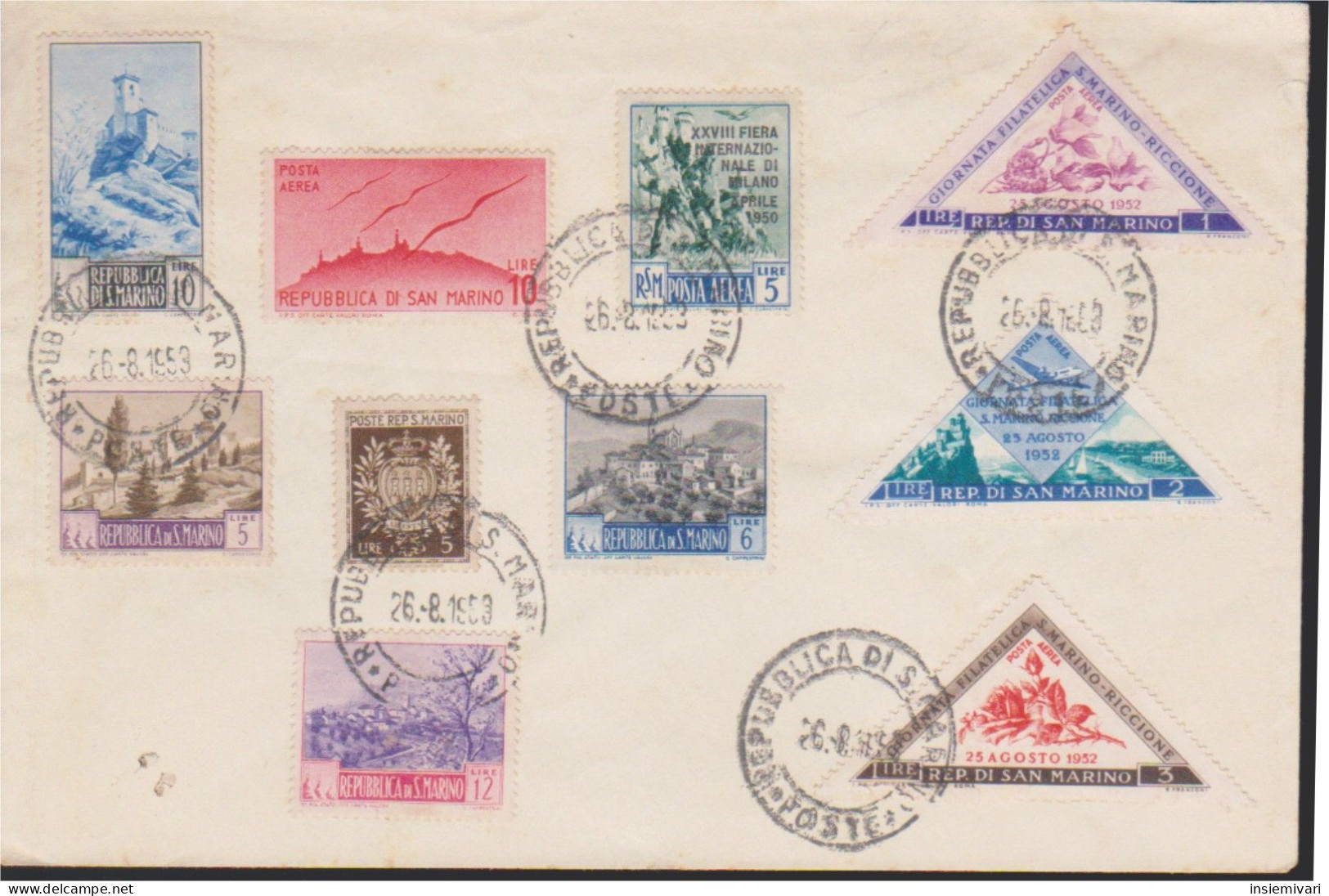 1958 SAN MARINO - Serie Complete Anni  '50. - Storia Postale