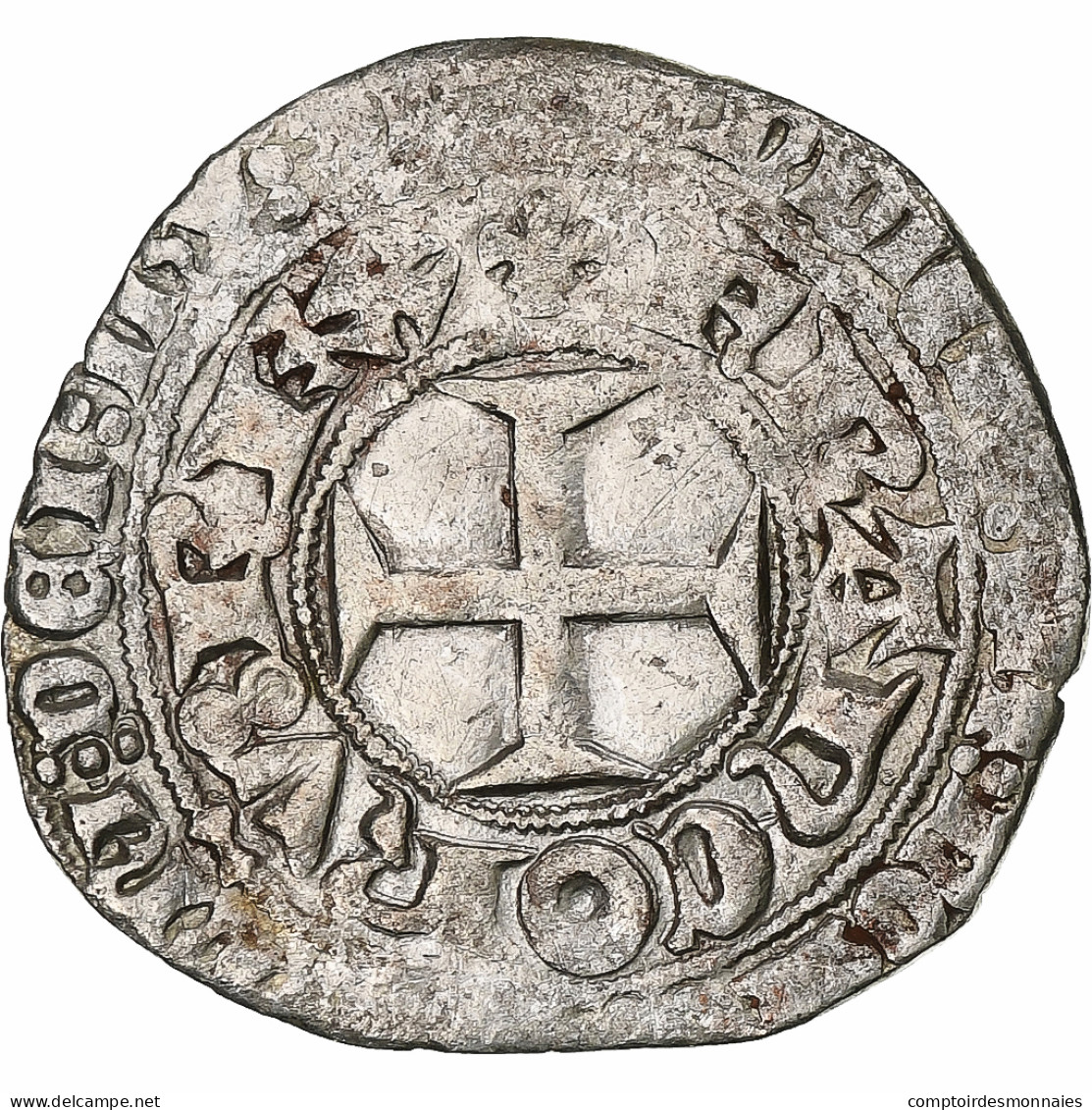 France, Charles V, Blanc Au K, 1365-1380, Billon, TTB+, Duplessy:363 - 1364-1380 Karl V. Der Weise