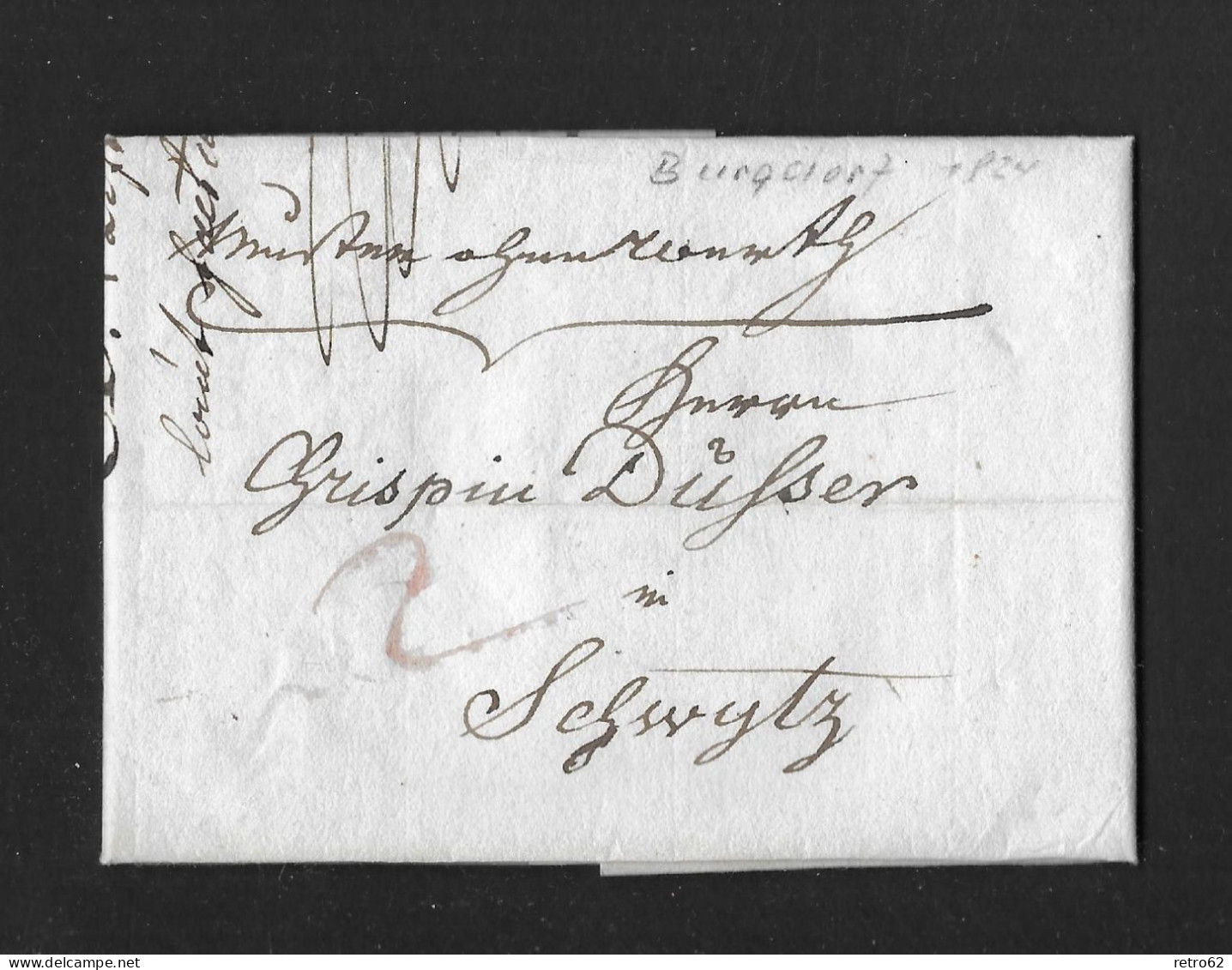 1824 HEIMAT BERN ► Siegel-Faltbrief Mit Zusätzlicher Factura Burgdorf Nach Schwyz An Den Handelsmann Crispin Dusser - ...-1845 Prefilatelia