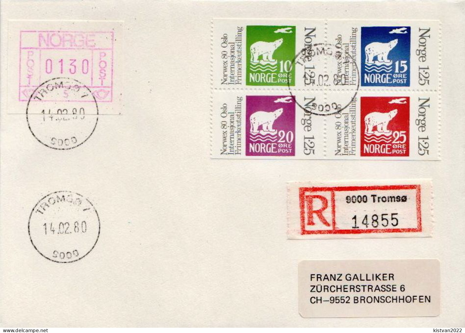 Postal History: Norway R Cover With Automat Stamp And 4 Others - Covers & Documents