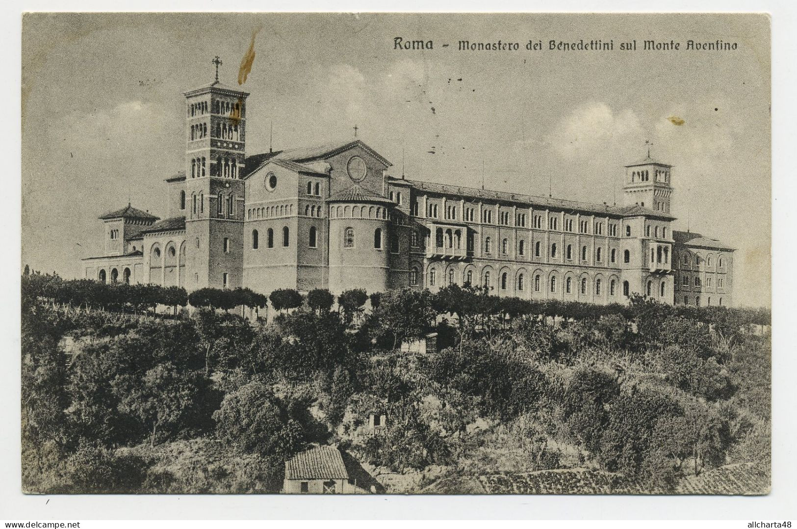 D5256] ROMA MONASTERO DEI BENEDETTINI SUL MONTE AVENTINO Viaggiata 1918 - Churches