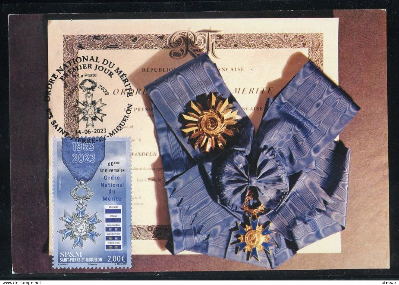 SAINT PIERRE ET MIQUELON (2023) Carte Maximum Card - 60ème Anniversaire Ordre National Du Mérite 1963-2023 - Cartes-maximum