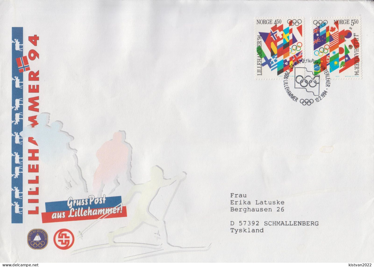 Postal History: Norway Cover With Lillehammer Cancel - Winter 1994: Lillehammer