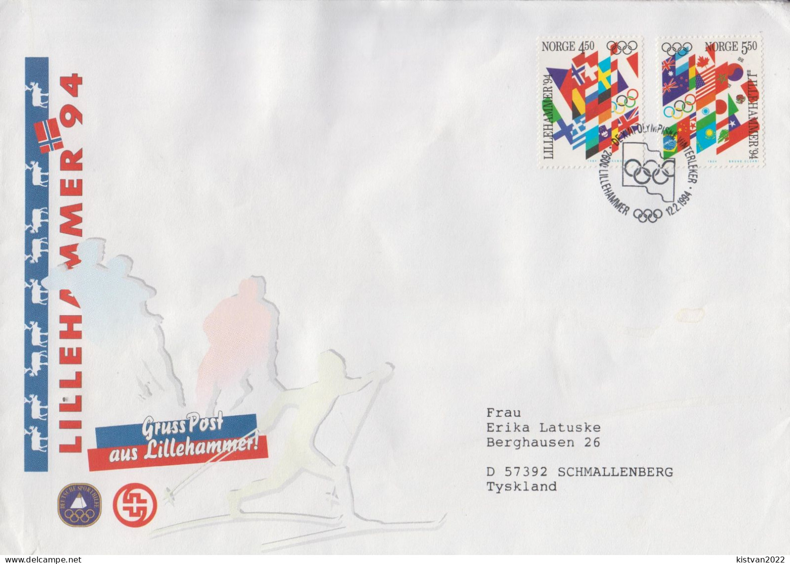 Postal History: Norway Cover With Lillehammer Cancel - Invierno 1994: Lillehammer