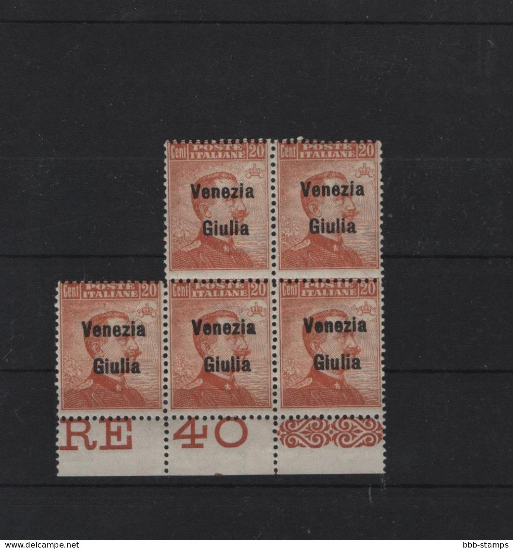 Italien Michel Cat.No. Venezia Mnh/** 23 Bloc Of Five - Vénétie Julienne