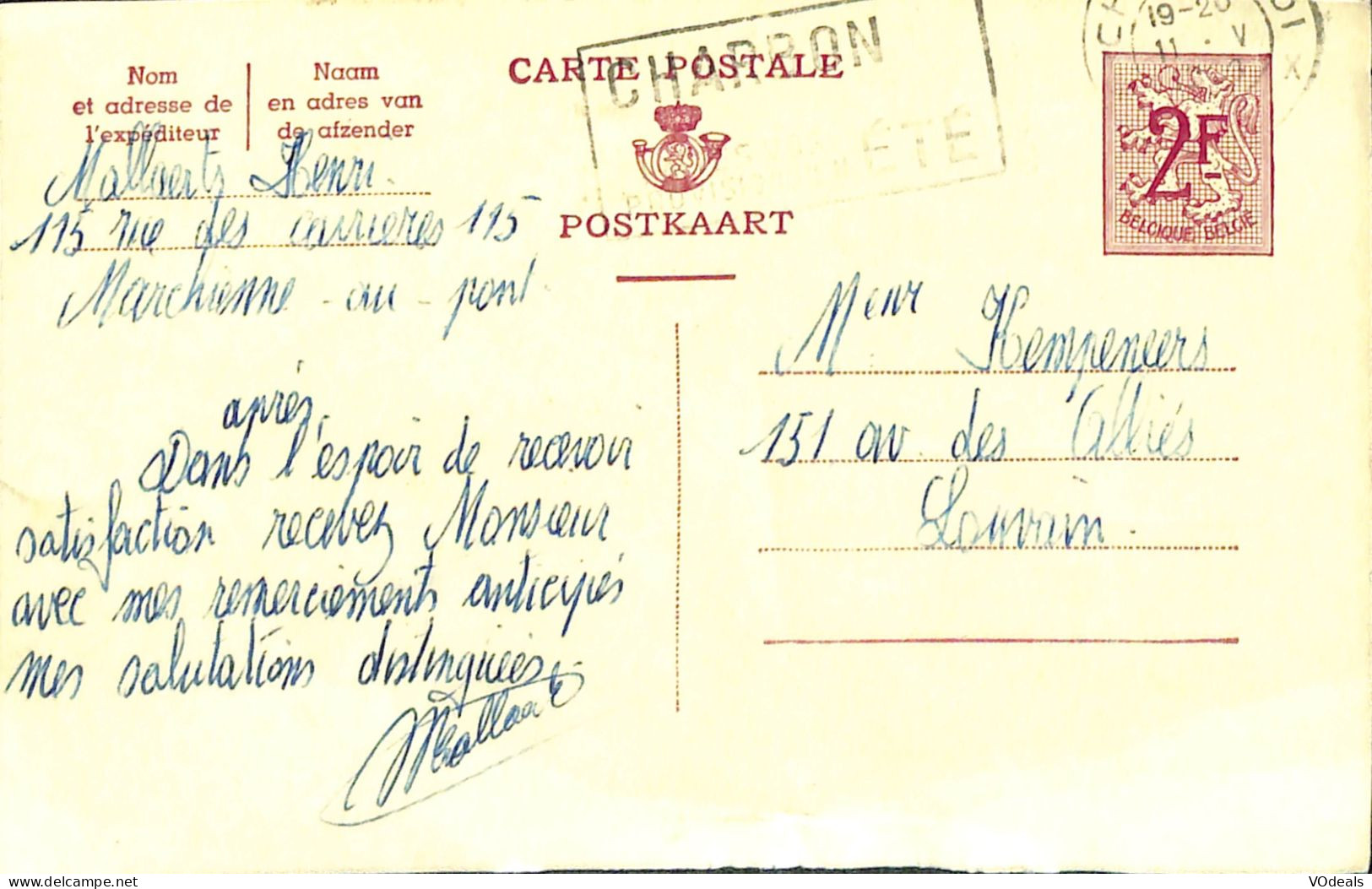 Belgique - Carte Postale - Entier Postal - 1963 - Marchienne-au-Pont à Louvain - 2 Francs - Tarjetas 1951-..