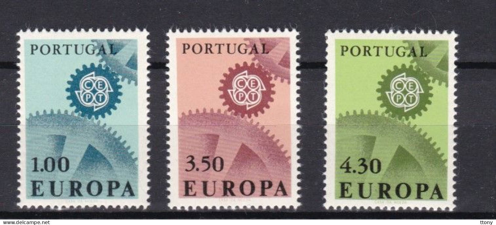 3 Timbres  Europa - CEPT  1967    Portugal Neufs **  N° Yvert & Tellier   1007 - 1008 - 1009  Europa - 1967