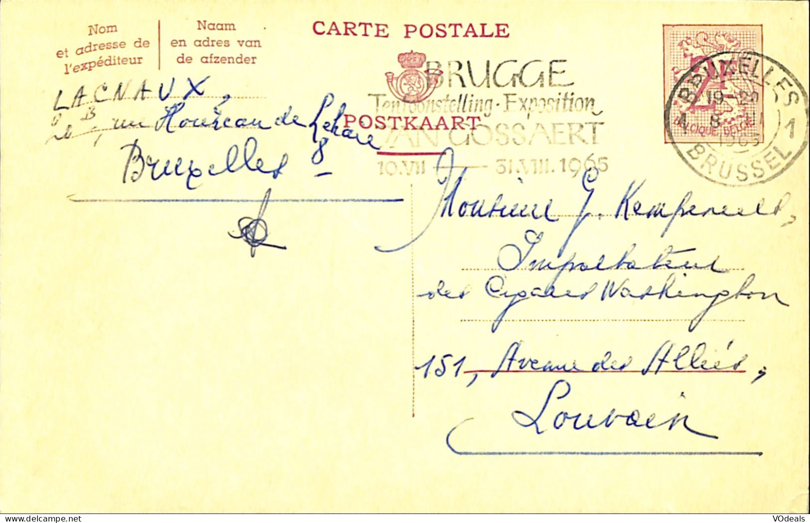 Belgique - Carte Postale - Entier Postal - 1965 - Bruxelles à Louvain - 2 Francs - Tarjetas 1951-..