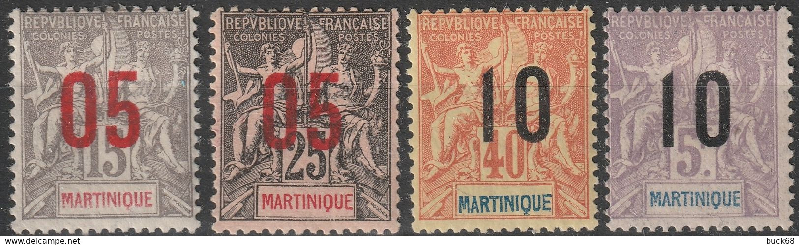 MARTINIQUE Poste   78 à 81 * MH Type Groupe Surchargé 1912 (CV 11,50 €) [ColCla] - Oblitérés