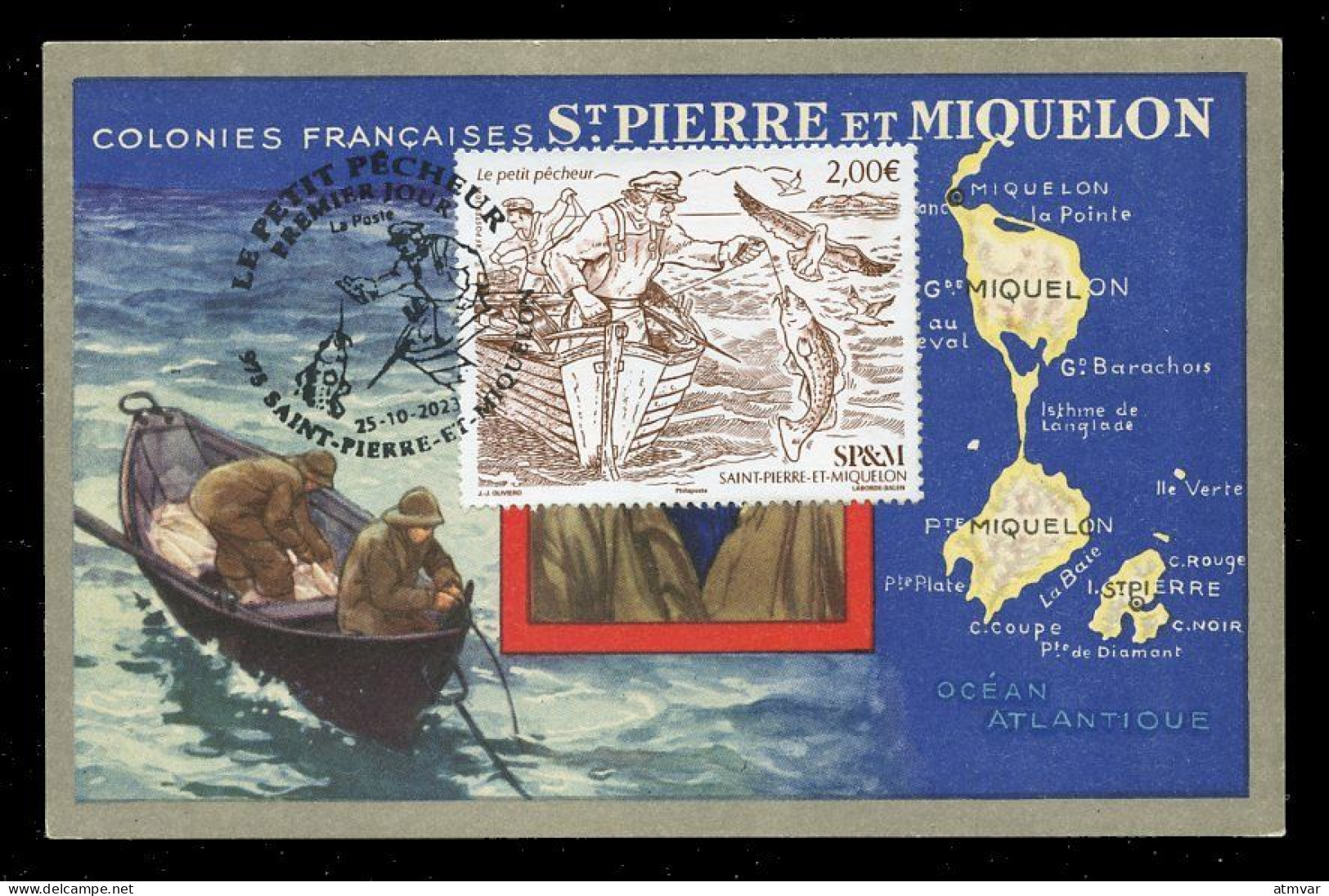 SAINT PIERRE ET MIQUELON (2023) Carte Maximum Card - Le Petit Pêcheur, Fishing Boat, Fisherman, Pêche - Tarjetas – Máxima