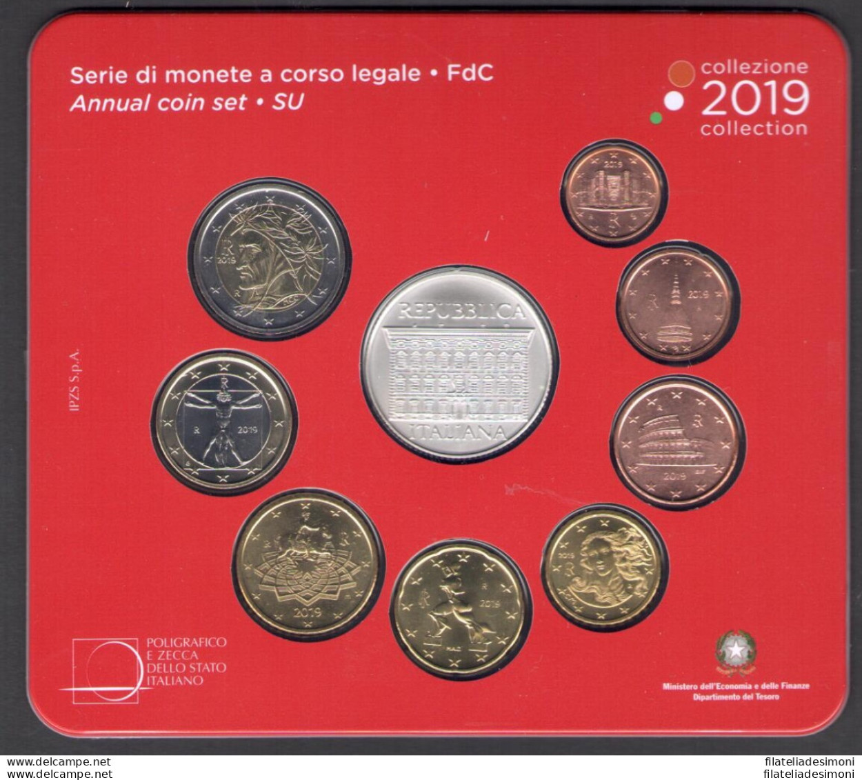 2019 Italia , Repubblica Italiana , Serie Di Monete A Corso Legale , Cesare Macc - Set Fior Di Conio