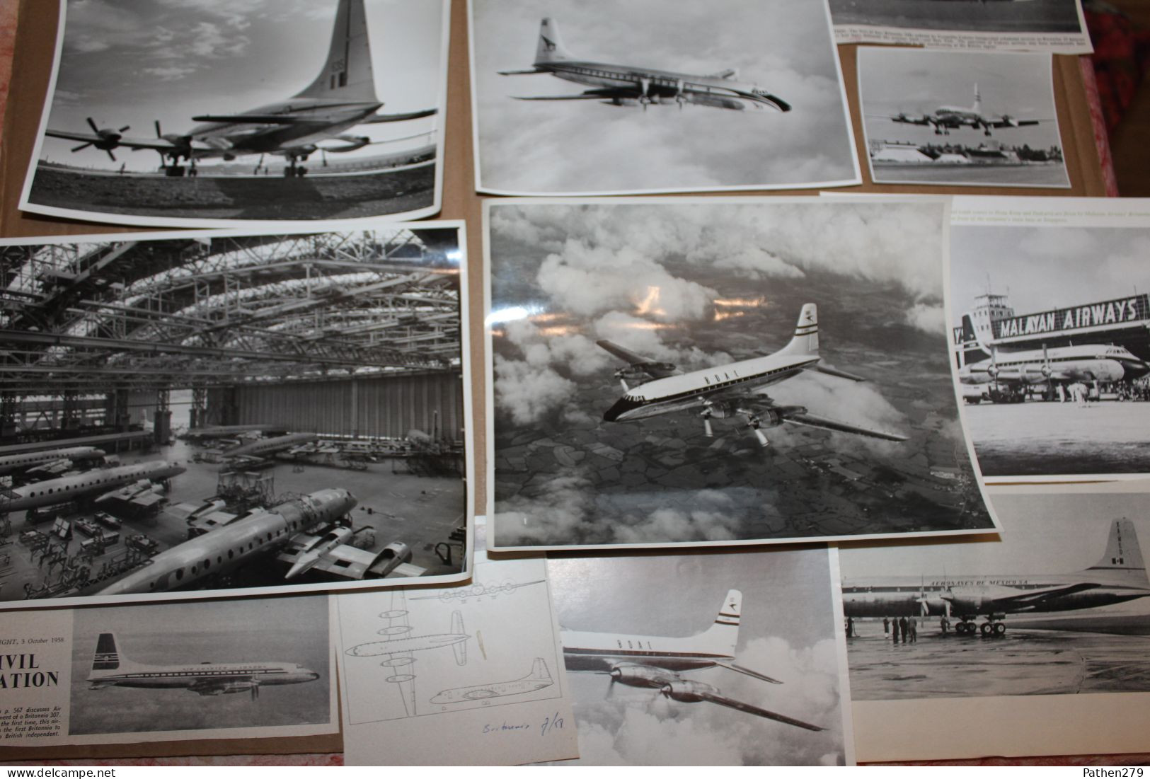 Lot De 354g D'anciennes Coupures De Presse Et Photos De L'aéronef Britannique Bristol 175 Britannia - Aviation