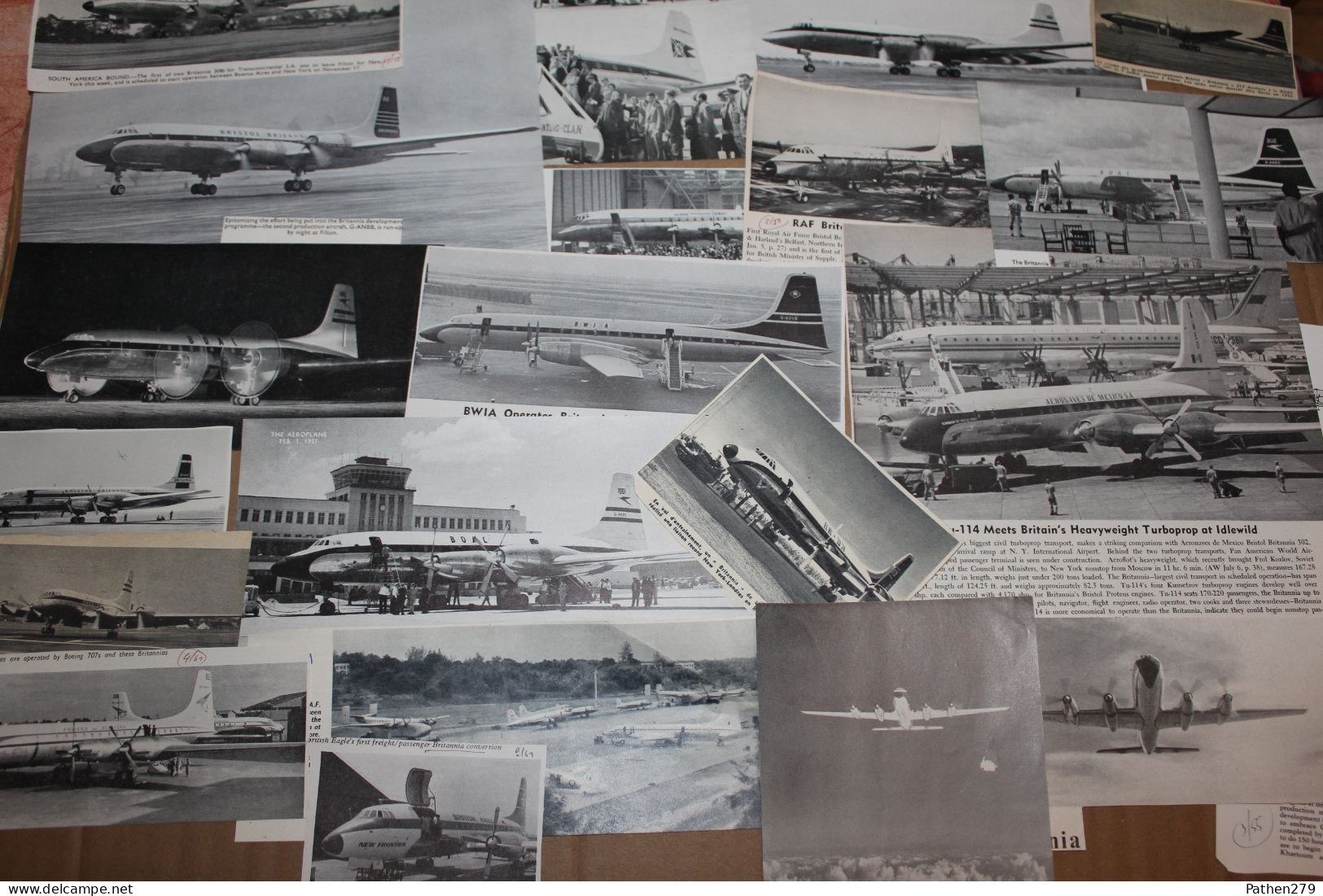 Lot de 354g d'anciennes coupures de presse et photos de l'aéronef britannique Bristol 175 Britannia