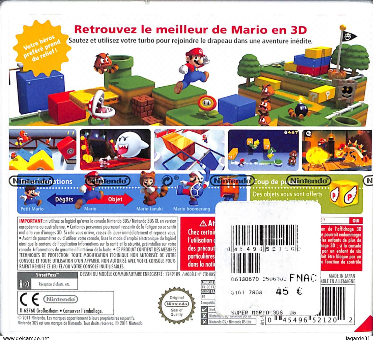 Jeu Nintendo 3DS SUPER MARIO 3D LAND Neuf Sous Blister - Nintendo 3DS