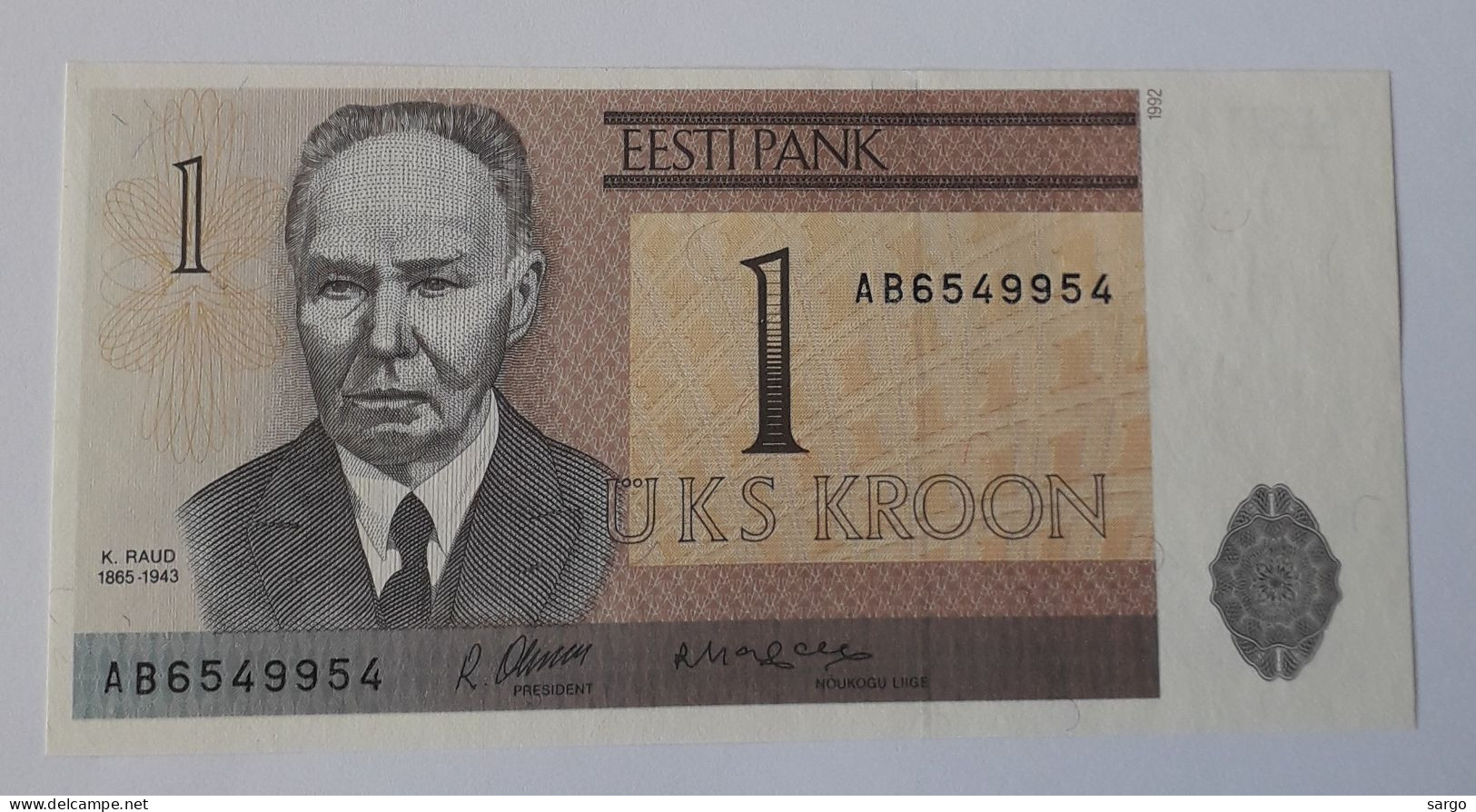 ESTONIA - 1 KROON -  P 69 - 1992 -  UNC - BANKNOTES - PAPER MONEY - CARTAMONETA - - Estonia