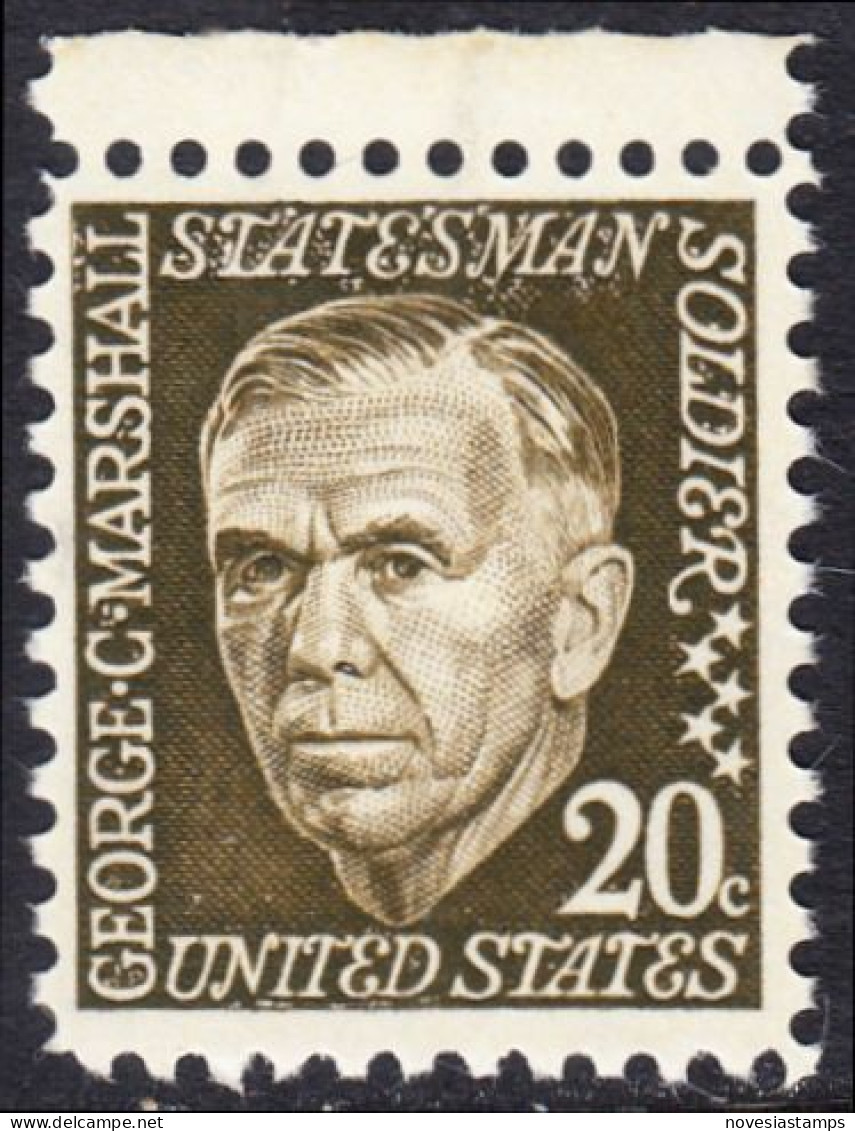 !a! USA Sc# 1289 MNH SINGLE W/ Top Margin - George C. Marshall - Nuovi