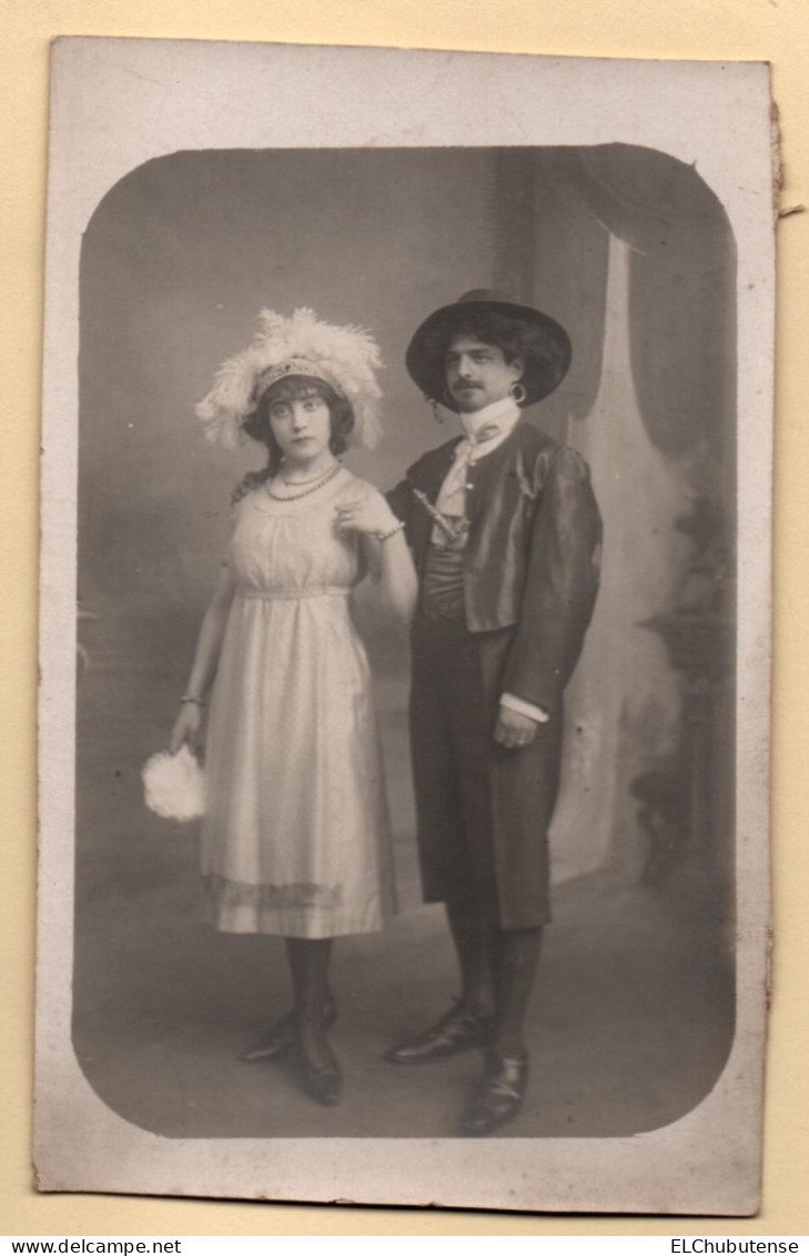 Cpa Photo Studio Couple Costumes Carnaval? Espagnol - Gitan - Photographe Lille - Années 1910 - Europa