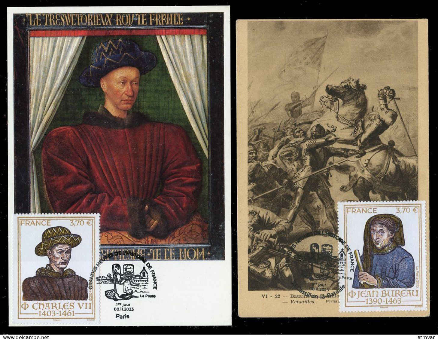 FRANCE (2023) Carte S Maximum Card S - Grandes Heures Histoire, La Bataille De Castillon 1453, Charles VII, Jean Bureau - 2020-…