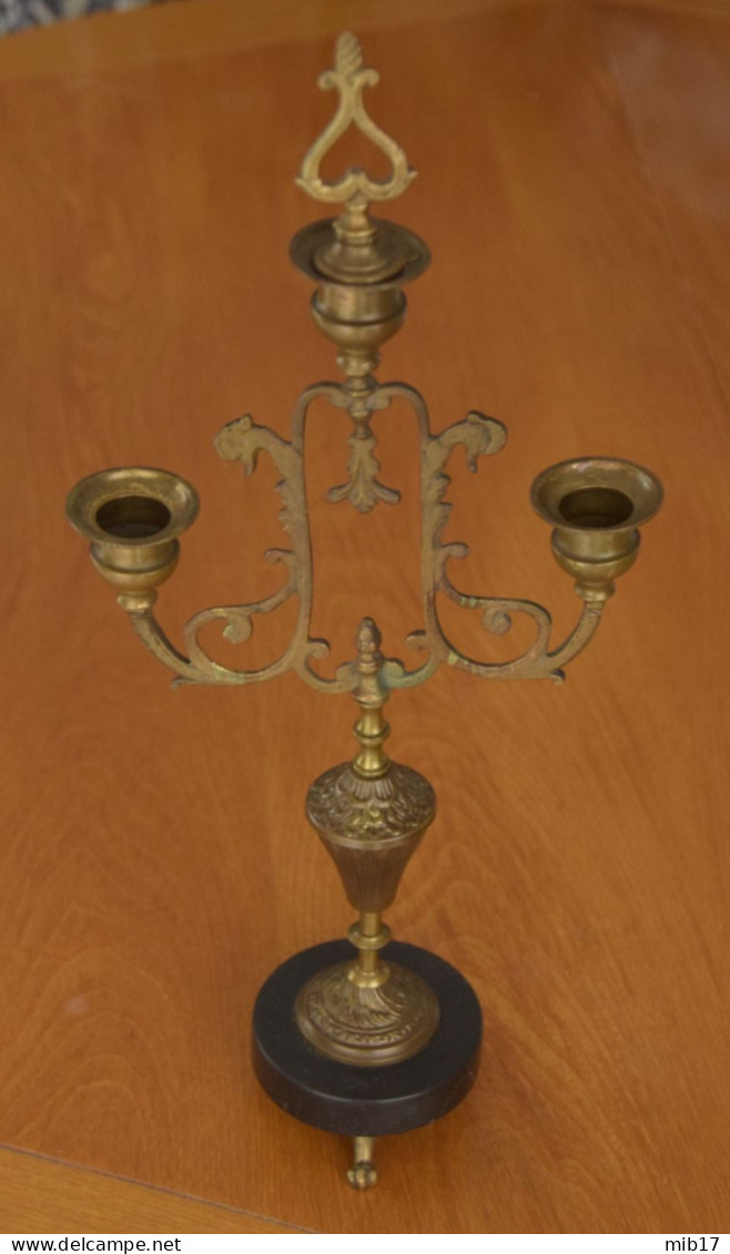 Chandelier Style Napoléon III à 3 Branches - Socle Marbre Noir - Chandeliers, Candelabras & Candleholders