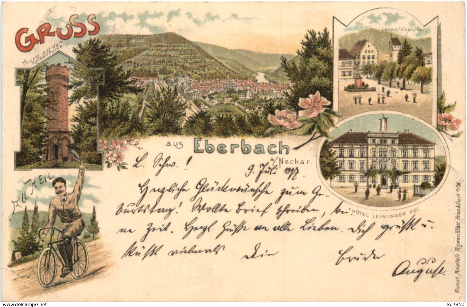 Gruss Aus Eberbach Am Neckar - Litho - Eberbach