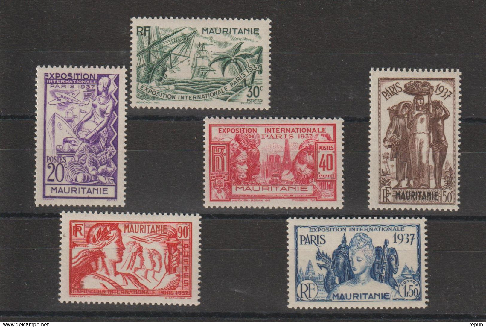 Mauritanie 1937 Expo Paris 66-71 6 Val * Charnière MH - Unused Stamps