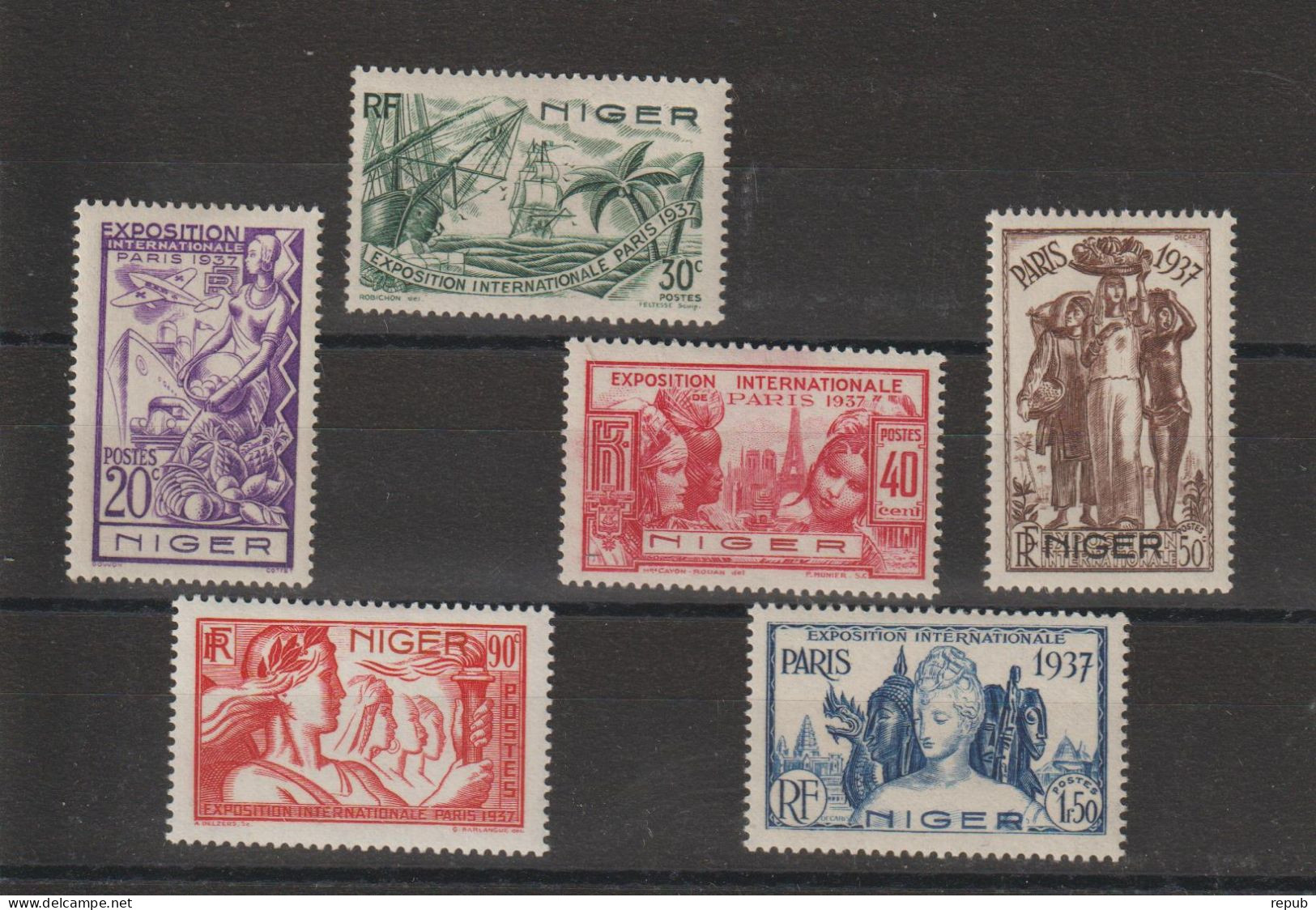 Niger 1937 Expo Paris 57-62, 6 Val * Charnière MH - Unused Stamps